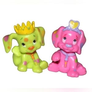 Soft Spots puppy dog figures pink green -- QTY 2 puppies